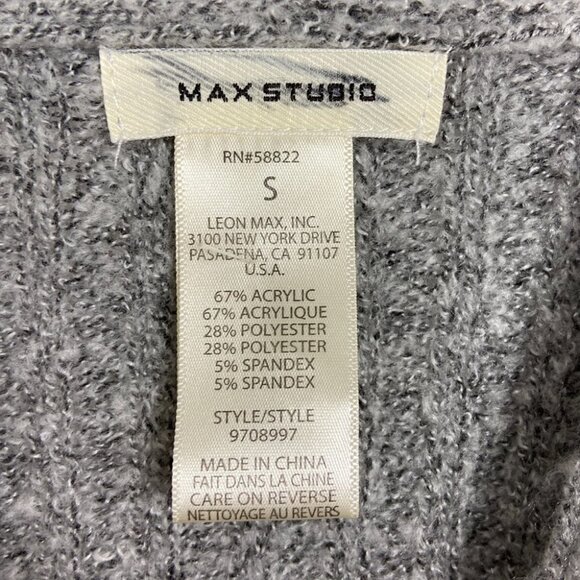 NEW Max Studio Cozy Ribbed Wrap Sweater Grey Knit Size Small Nordstrom Pullover - Picture 5 of 7